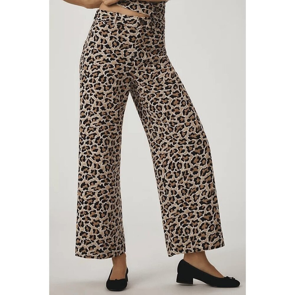 NWT Size 26-Anthro The Ettie High-Rise Crop Wide-Leg Leopard Pants (NWT US$ 128)